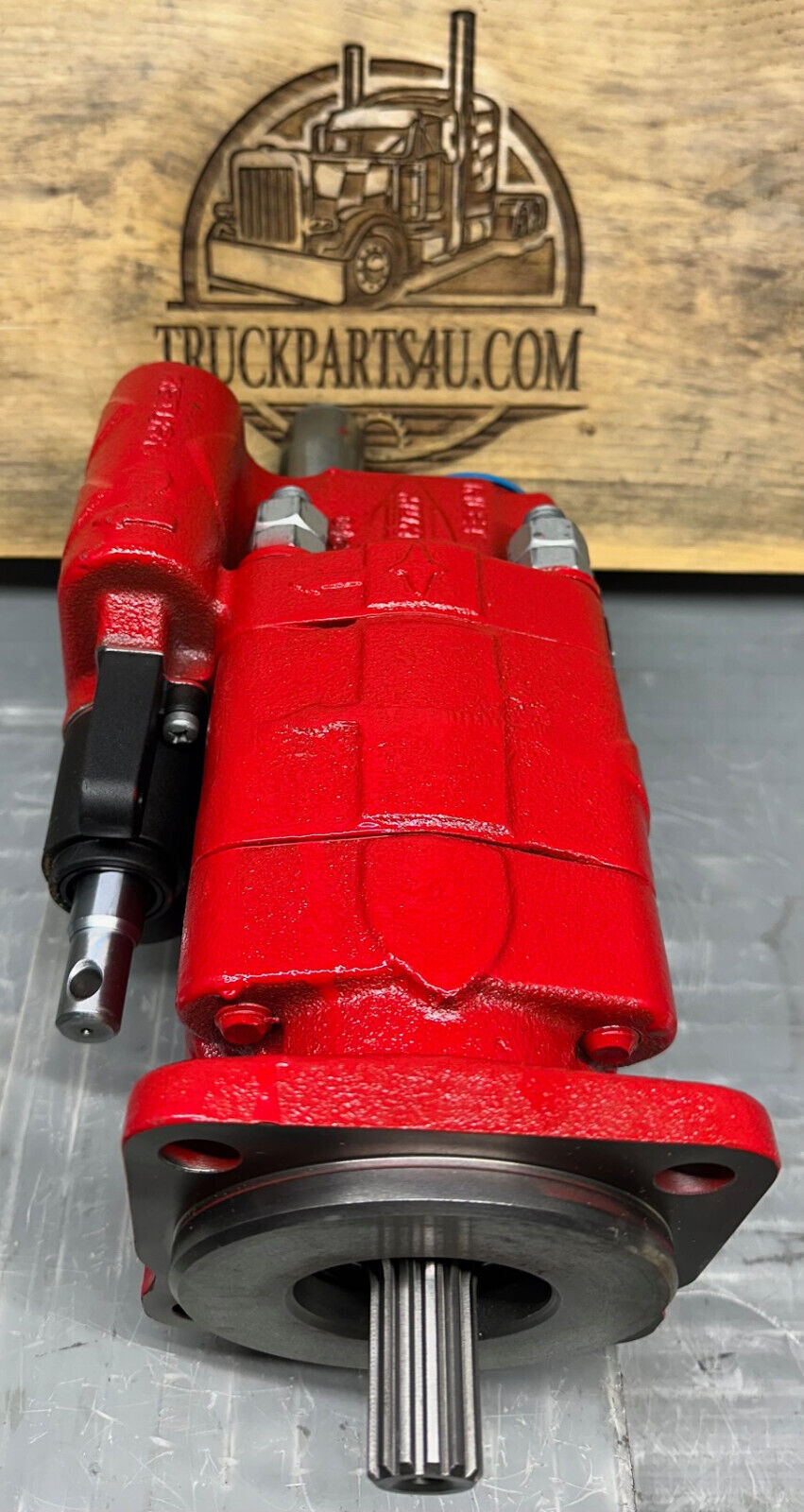 S3AD1-15-02BPRL Muncie S Series Dump Pump Front View With ACM402 Air Shift New Genuine OEM